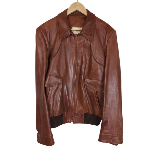 J Riggings Vintage Leather Flight Jacket Cognac Men's 46 - Picture 1 of 13
